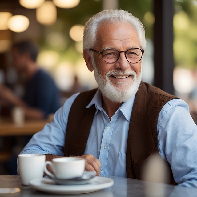 Homme qui prend un café en terrasse