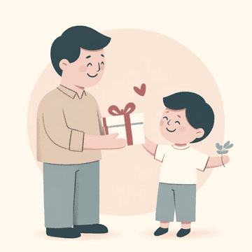 Image d'un papa qui reçoit un cadeau original de fête des pères de son enfant